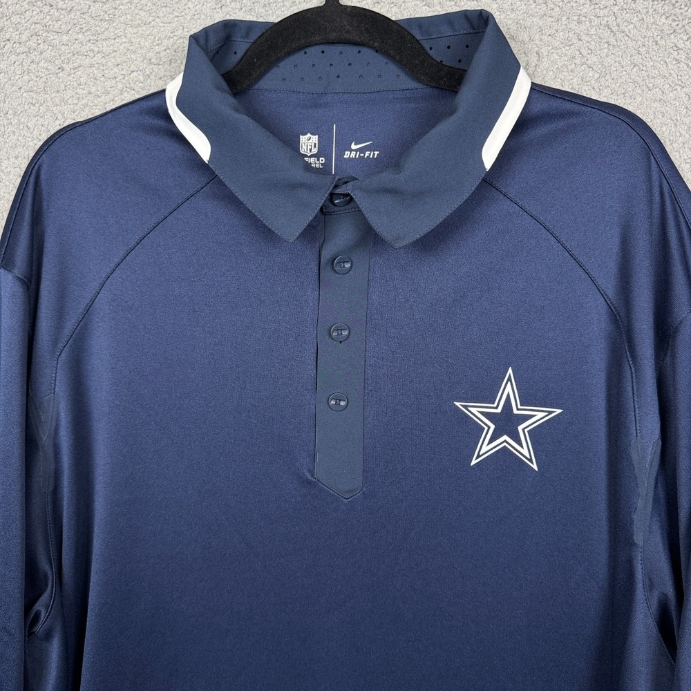 Dallas Cowboys Polo Shirt Mens XXL Blue NFL Football Nike Dri Fit OnField Golf